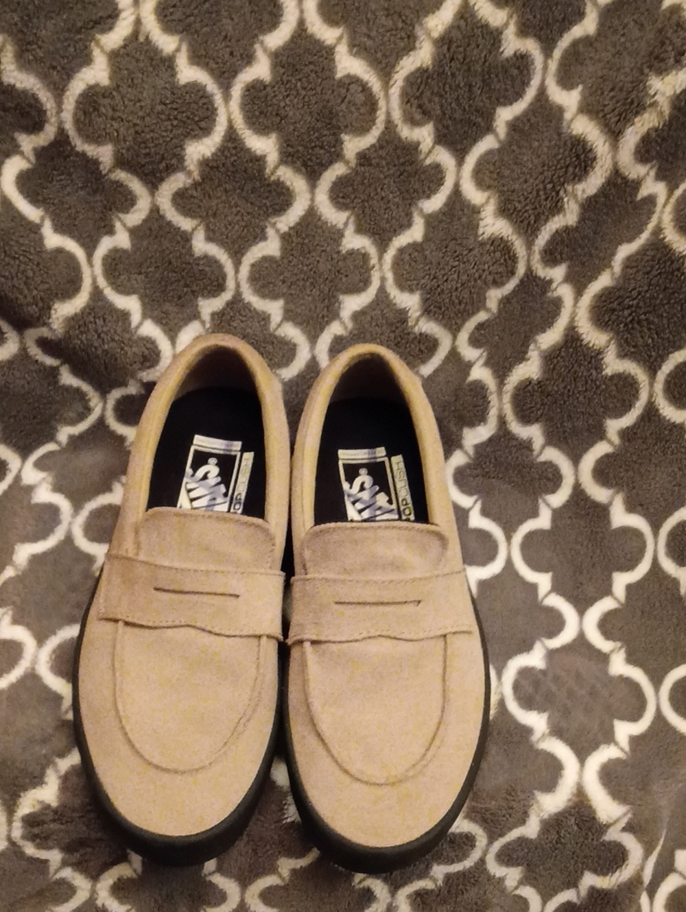 Vans Beige Suede Penny Loafers